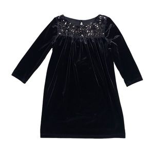 Lands’ End Black Sequined Velour Dress | 7-8Y